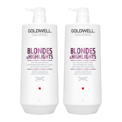 Goldwell Dualsenses Blondes & Highlights Anti-Yellow 1000ml Duo Pack Shampoo & Conditioner