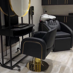 Lotus Darcy Black Styling Chair Round Gold Base