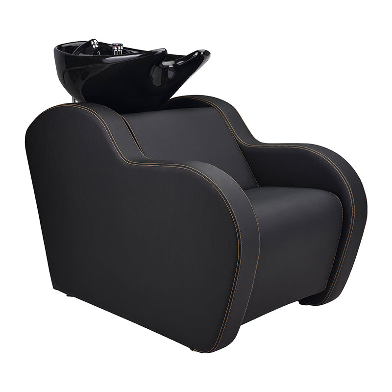 Ayala Holly Black Backwash Unit with Gold Stitching