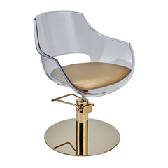 Ayala Ghost Clear Styling Chair Gold Seat and Base