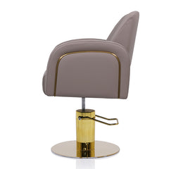 Lotus Darcy Taupe Styling Chair Round Gold Base