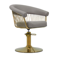 Lotus Poppy Taupe Styling Chair Round Gold Base