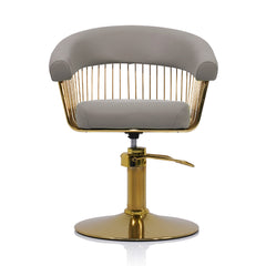 Lotus Poppy Taupe Styling Chair Round Gold Base
