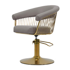 Lotus Poppy Taupe Styling Chair Round Gold Base