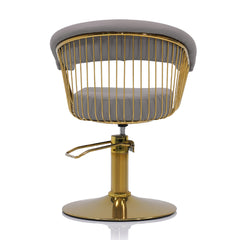 Lotus Poppy Taupe Styling Chair Round Gold Base