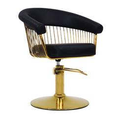 Lotus Poppy Black Styling Chair Round Gold Base