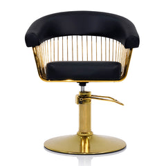 Lotus Poppy Black Styling Chair Round Gold Base