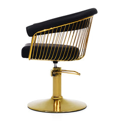 Lotus Poppy Black Styling Chair Round Gold Base