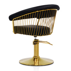 Lotus Poppy Black Styling Chair Round Gold Base