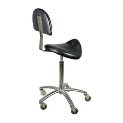 Lotus Saddle Rolling Stool with Backrest Black