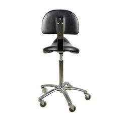 Lotus Saddle Rolling Stool with Backrest Black