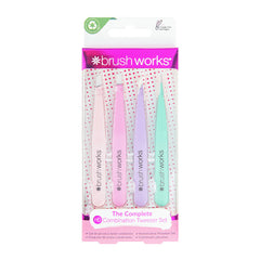 Brushworks HD 4 Piece Combination Tweezer Set - Pastels