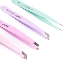 Brushworks HD 4 Piece Combination Tweezer Set - Pastels