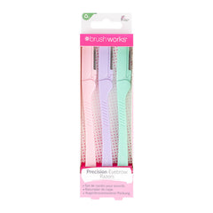 Brushworks Precision Eyebrow Razor - Pastel (Pack of 3)