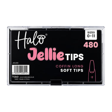 Halo Jellie Coffin Long Sizes 0-11 Nail Tips x 480