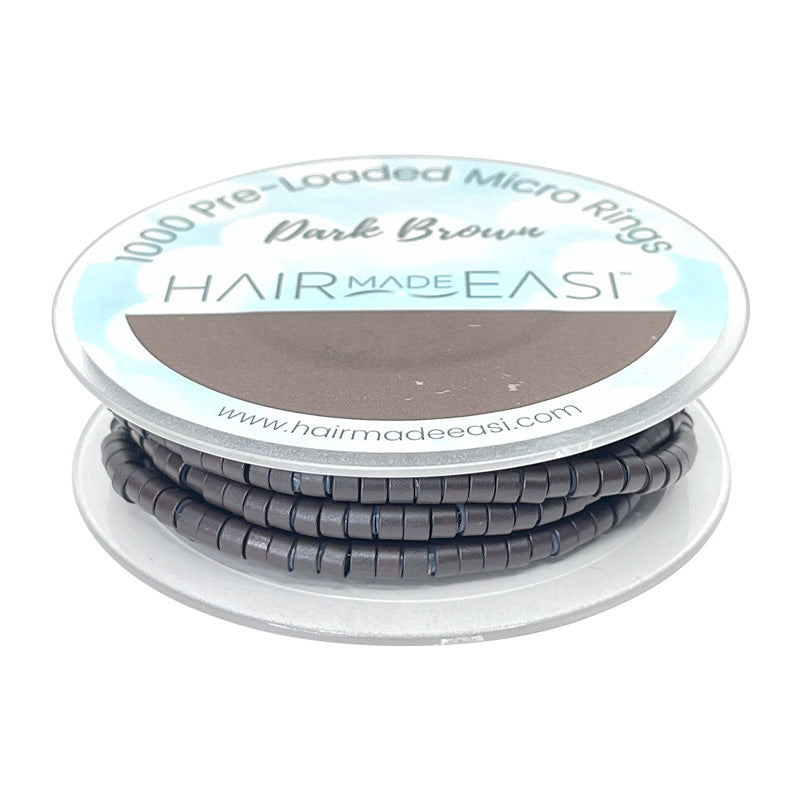 Hair Made Easi Pre-loaded Silicone Lined Micro Rings Dark Brown x 1000