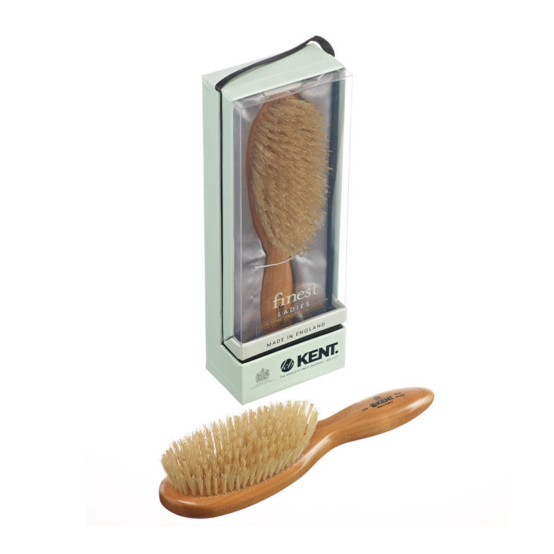 Kent Ladies Finest Cherrywood Pure White Bristle Oval Brush