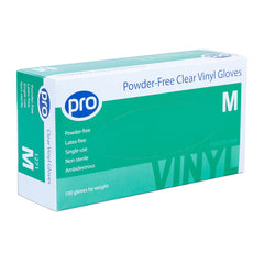 Pro Powder Free Vinyl Gloves Medium Pack of 100 pcs