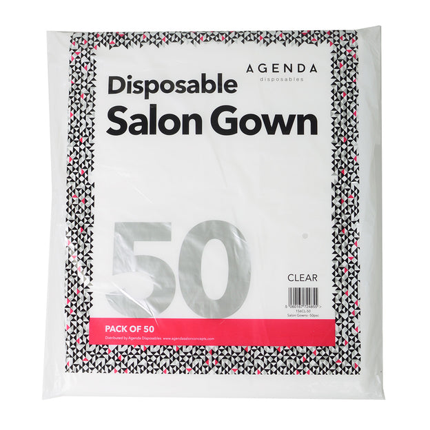 Agenda Salon Disposable Gowns Clear Pack of 50