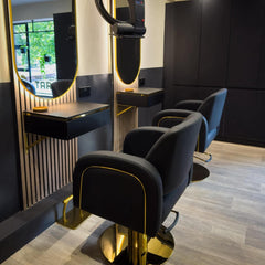Lotus Darcy Black Styling Chair Round Gold Base