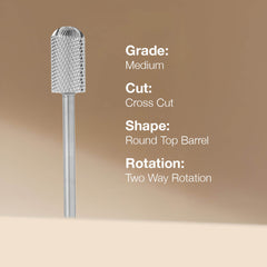 Lotus Silver Round Top Barrel E-file Bit Medium