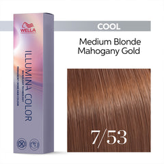 Wella Illumina 60ml 7/53 Medium Blonde Mahogany Gold