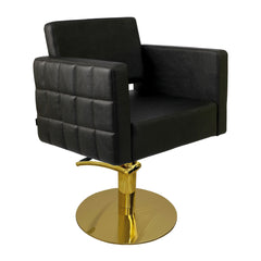 Lotus Washington Black Styling Chair Round Gold Base