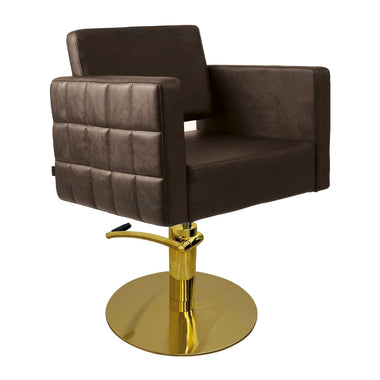 Lotus Washington Brown Styling Chair Round Gold Base
