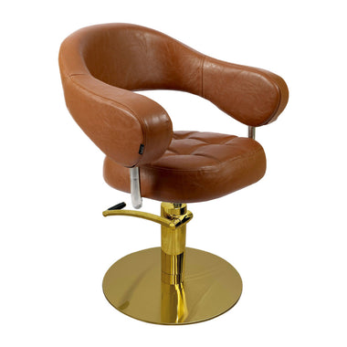 Lotus Corby Brown Styling Chair Round Gold Base