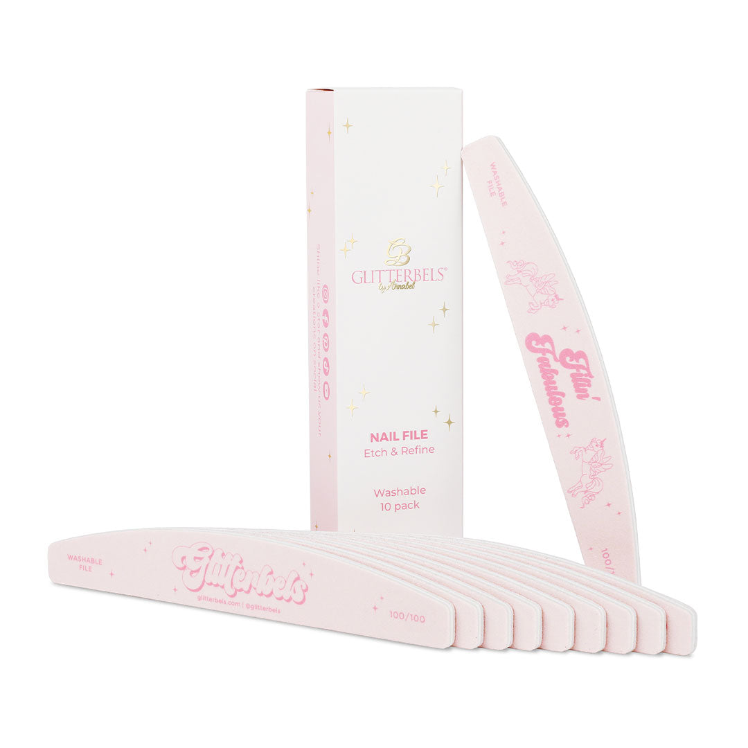 Glitterbels Nail File 100 Grit Pack Of 10