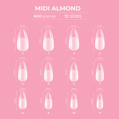 Glitterbels Dream Cover Full Tips Almond Midi Box of 600