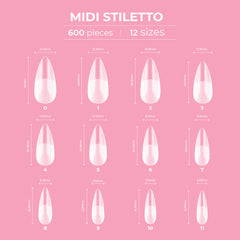 Glitterbels Dream Cover Full Tips Stiletto Midi Box of 600