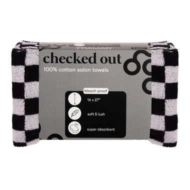 Framar Black and White Checked Out Salon Towels 6 Pack