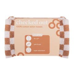 Framar Tan and White Checked Out Salon Towels 6 Pack
