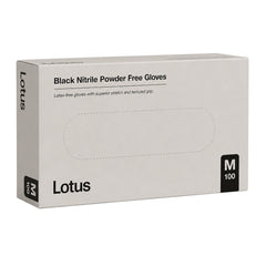Lotus Medium Nitrile Gloves Powder Free Black Pack of 100