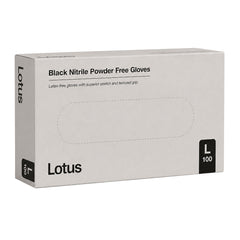 Lotus Large Nitrile Gloves Powder Free Black Pack of 100