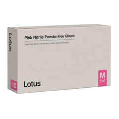 Lotus Medium Nitrile Gloves Powder Free Pink Pack of 100