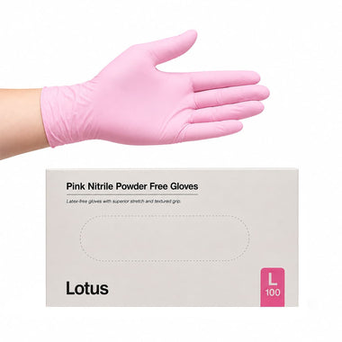Lotus Large Nitrile Gloves Powder Free Pink Pack of 100