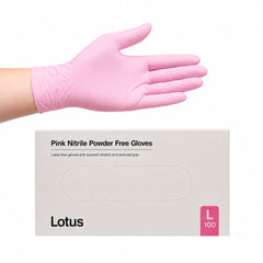 Lotus Large Nitrile Gloves Powder Free Pink Pack of 100