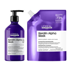 Serie Expert Keratin Alpha Sleek Shampoo 500ml & Refill 500ml by L'Oréal Professionnel