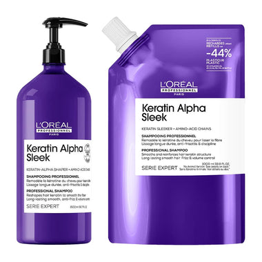 Serie Expert Keratin Alpha Sleek Shampoo 1500ml & Refill 1000ml by L'Oréal Professionnel