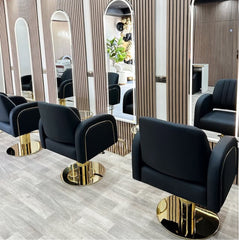 Lotus Darcy Black Styling Chair Round Gold Base