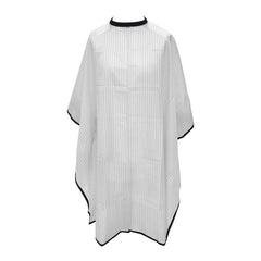Lotus White Pinstripe Barber Cape with Popper Fastening