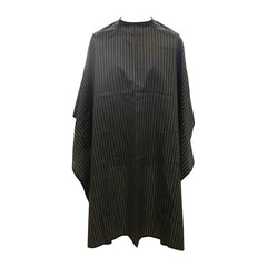 Lotus Black Pinstripe Barber Cape with Popper Fastening