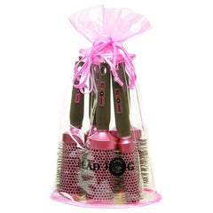 Head Jog Pink Ionic Ceramic Oval Bag Brush Set