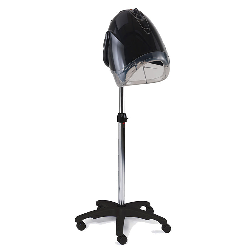 REM Elan Next Generation Black Mobile Hood Dryer with Pole + Base