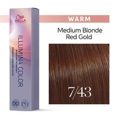 Wella Illumina 60ml 7/43 Medium Red Gold Blonde