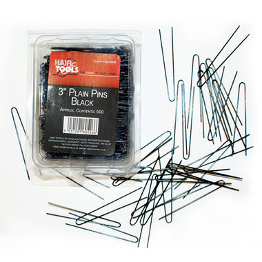 Hair Tools Plain Pins 3" Black x 500