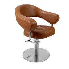 Lotus Corby Brown Styling Chair Round Silver Base