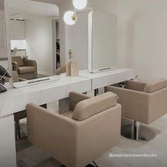 Lotus Murray Caramel Styling Chair Round Silver Base